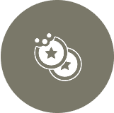 Icon with two star-emblazoned coins. Icon with two star-emblazoned coins.