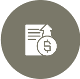 Document with upward arrow and dollar sign. Document with upward arrow and dollar sign.