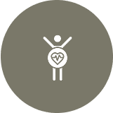 Person icon with heart symbol inside circle. Person icon with heart symbol inside circle.